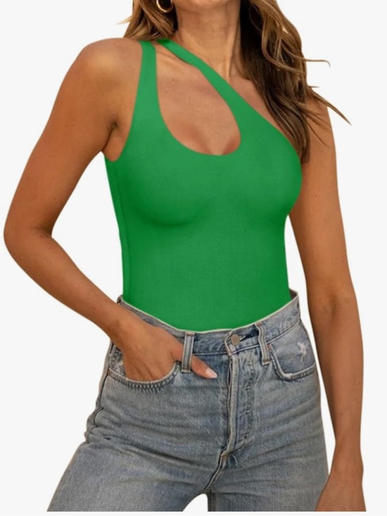 ReoRia Tops - ReoRia Emerald Green Criss Cross Shoulder Bodysuit